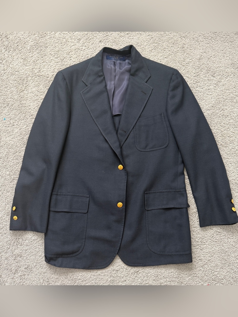 Vintage 1950s Brooks Brothers Makers 3 Button Navy Blue Wool Sack Blazer 42